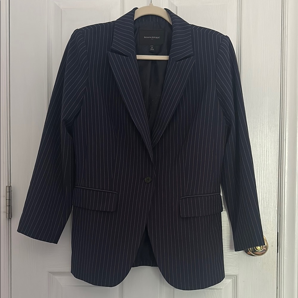 Banana Republic 8P Navy Pinstripe Blazer Suit Jacket